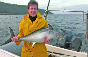 Eoin Nicholson with a school southern bluefin tuna. This fish was taken off Southport.