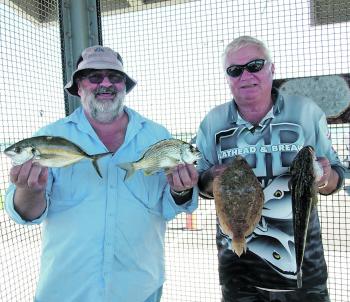Dave Nash and Barry Mainsbridge had a great day out on Botany Bay chasing a variety of fish with peeled prawns.