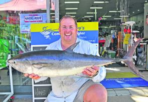 Andrew McCarthy won the $50 Davo's Fish of the Week prize with this 11.5kg longtail tuna.