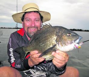 This 47cm bream was caught on a small vibe hardbody deep in the snags. 