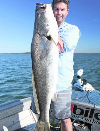 Benny Doolan with a solid mulloway plucked from a 20m drop off.