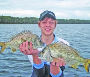 Luke Jokovic with a total of 84cm worth of bream he caught and released on one memorable Autumn day.