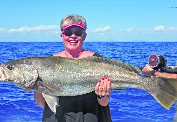 Local angler Narelle Clark-Dwyer caught this quality mulloway on a Cougar One charter to the top of North Reef.