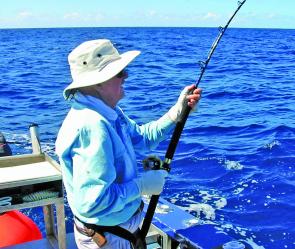 Edwin Martin, a spritely 85 years old, doing battle with a sailfish off the Sunshine Coast.