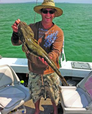 David Plant with an awesome flathead caught just north of Yeppoon.