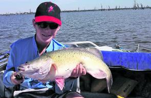 Harry Snook was very happy with his 70cm Murray cod.