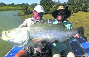A 1.43m fish caught on a Carpentaria Barra and Sport Fishing charter.