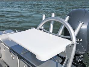 Above the transom there were rod holders and a bait board, which comes as an optional extra.