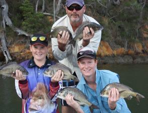 Dave, Liam and Justin had a great day on the bream catching and releasing 43 for the day, all fish caught on plastics fishing the shallow flats.