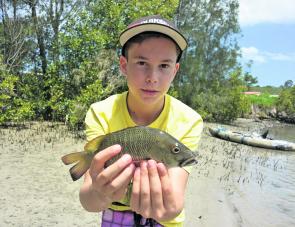 Zac with his mini mangrove jack.