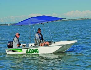 There’s plenty of shade under the Kingfisher bimini. 