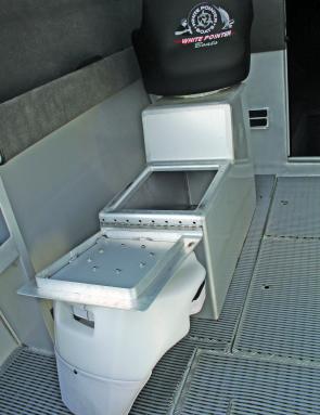 The rear facing seats also fold down for more dry storage.