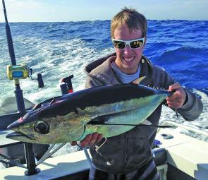 Evan Richards with a St Helens albacore.