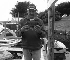 Chris Carson from Nelson Boat and Canoe Hire with a Glenelg River bream. Crab has been the best all round bait but locally sourced whitebait has also taken plenty of fish.