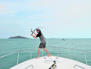 Pumping out a cast in search of a large Whitsunday GT.