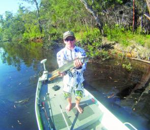 Joe Urquhart with a feisty little giant herring, nice Summer by-catch while chasing bream and whiting.