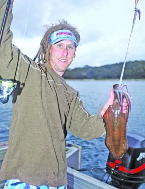 Winter is a great time to target squid. Paul Lennon caught 10 in consecutive casts around the moorings in Shoal Bay.