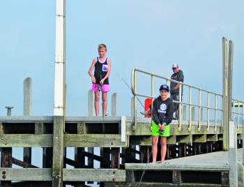 The jetty at the boat ramp is a popular location for fishers of all ages. These young fellows had a ball catching tailor one after the other.
