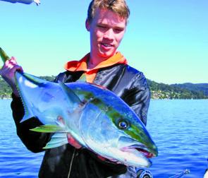 Dave Hadju with his 91cm kingfish caught on a white 9” Sluggo.