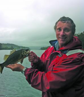 Jim Harnwell used a deep-diving Jackall Chubby to catch this Shoalhaven River bass.