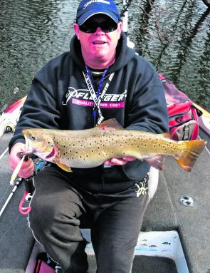 The author gets in to the action with a cracking 2kg brown trout.
