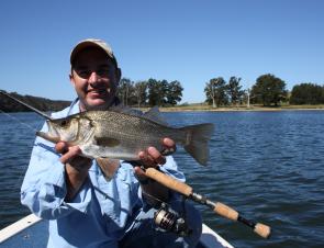 Mark caught this solid estuary perch on a Squidgy Wriggler, one of 25 caught for the morning.