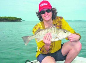 As the waters clear up grunter like this beauty caught by Lachlan Day will be a regular catch around Mackay. This one snaffled a gold X-Rap near the mouth of a local estuary.
