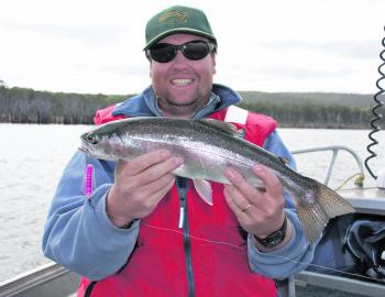 A nice 750g Lake Echo rainbow trout that took a #55 Tassie Devil late in the season.