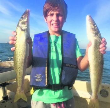 Young Xavier with two 45cm whiting taken from Tootgarook.