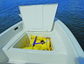 The insulated multi-purpose storage area up forward can even handle the catch. 