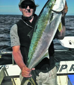 Toby from RIP Charters landed this awesome yellowtail king. It took a down-rigged yakka. 