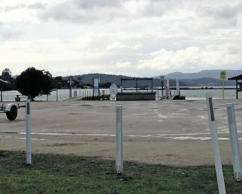 A solitary vehicle haunts the boat ramp car park – the joys of fishing in winter