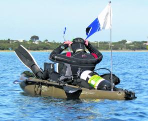 Diving from a kayak requires good organizational skills – always remember to have the ‘diver below’ flag as prominent as possible.