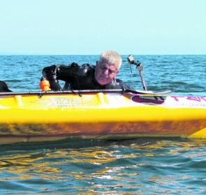 There are many ways of successfully getting back into a kayak, here Pete demonstrates the side access approach.