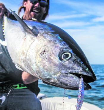 Small Maria stickbaits like the blues code are deadly on finicky tuna.
