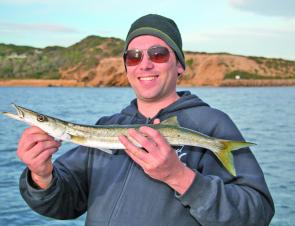 A Point Nepean snook. Jem Towsey happy with the first fish of the day!