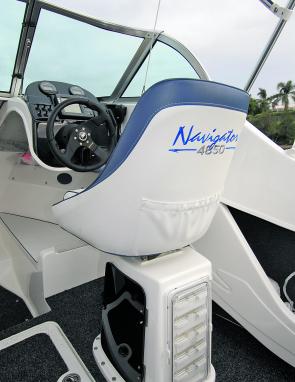 Extra storage under the seats makes perfect sense from an angler’s point of view. Little details like this make the 4850 Navigator a great option for bay work.