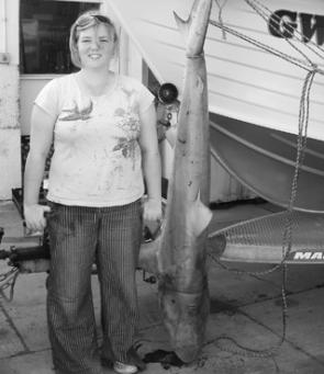 Natalie’s first shark; a 39kg bronze whaler that took her two hours to land.