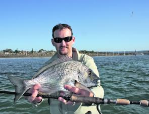 Anthony Freyer with the type of bream you can expect in the lower reaches of Merimbula Lake.