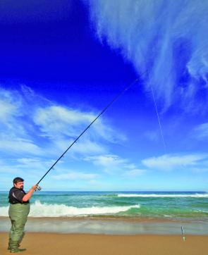 Casting Metal Lazer lures is another effective method to catch salmon in the surf.