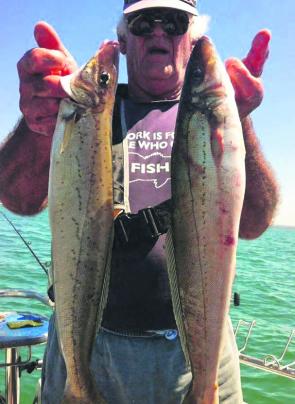 Ivon Irvin displays two solid whiting, one of which is almost 51cm.