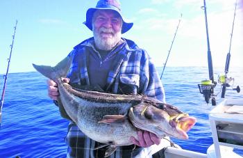 The deep-water fishing has been in great form. Peter holds this very healthy 10.5kg trumpeter.