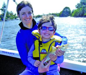 Tracey Mammen and Zachary whiting fishing in the Nerang River.