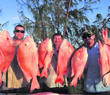 Steven Horvat and his crew with a brilliant catch of reds, caught in 50m of water.