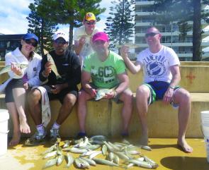 Yay team! Live beachworms resulted in 49 whiting and a bream for this happy crew. Many undersized fish were released.