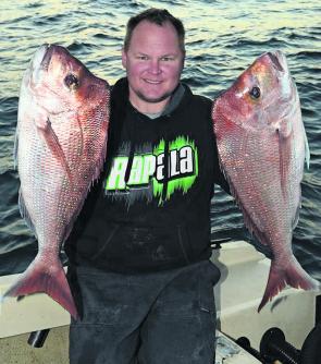 Anthony Ball with a couple of good snapper.