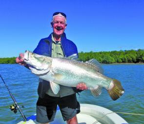 Derek had his hands full from the word go while fishing with Aussie Barra Charters recently.