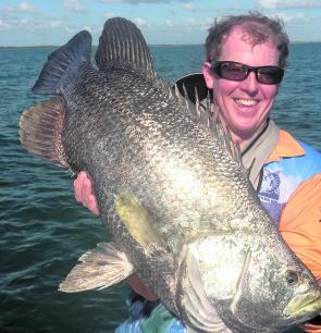 Peter Robinson with a huge tripletail during a recent inshore trip.