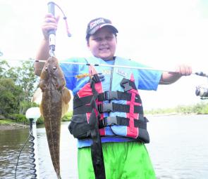 Lachlan with Nan’s dinner caught on his now favourite lure a Prawnstar.