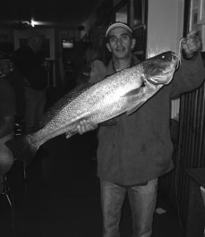 Steve Bacon, who makes Pigs Jigs, caught this 15lb mulloway on a 3” Smelt Minnow at the top of Taylors Strait.
